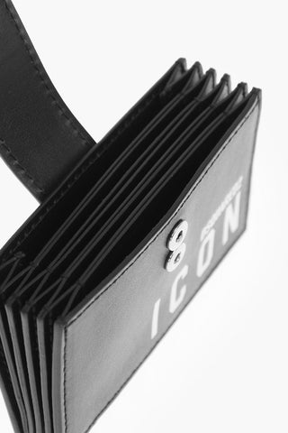 ICON logo printed leather card holder