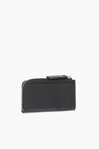 ICON zip closure textured leather card holder
