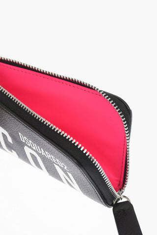 ICON zip closure textured leather card holder