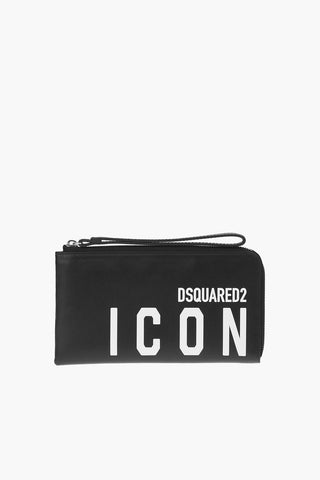 ICON Leather Clutch Wallet with Zip Closure