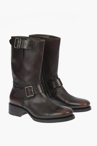 stivali biker FONZIE in pelle con zip laterale