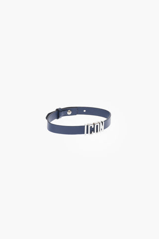 ICON Solid Color Leather Choker with Silver Details