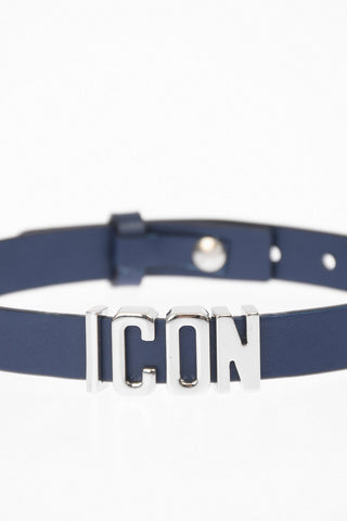ICON Solid Color Leather Choker with Silver Details