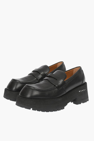 7cm Leather Loafers with Platform