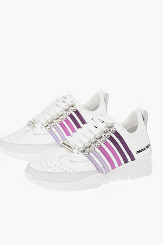 Sneakers in pelle con dettagli a contrasto