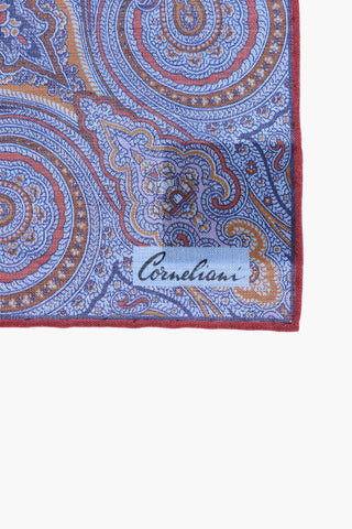 Cotton Pocket Square with Paisley Pattern