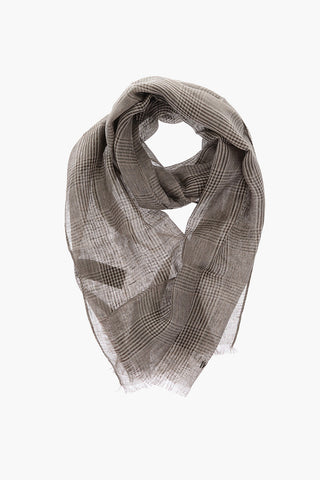 Glen Checkered Flax Silk Foulard