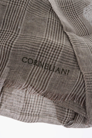 Glen Checkered Flax Silk Foulard