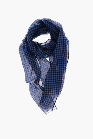 Foulard a quadri in lino e seta