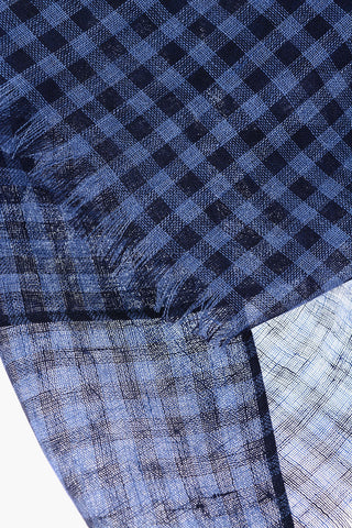 Foulard a quadri in lino e seta