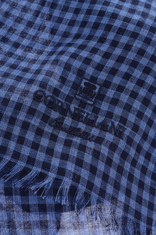 Foulard a quadri in lino e seta