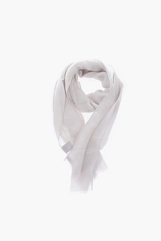 Foulard in Lino Seta e Cashmere con Logo Ricamato