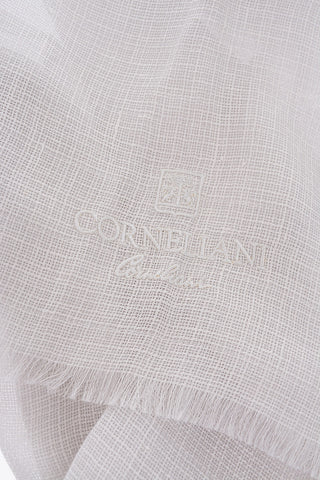 Foulard in Lino Seta e Cashmere con Logo Ricamato