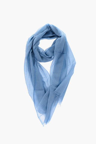 Cashmere Cotton Foulard with Embroidered Logo