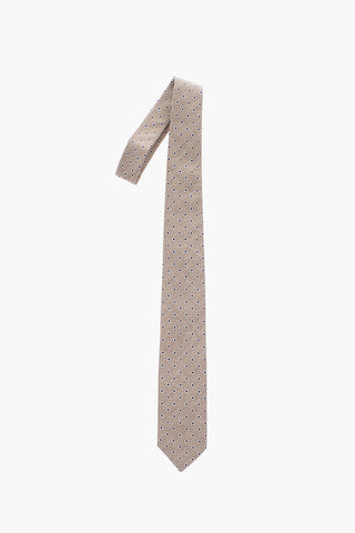 CC COLLECTION Silk Flax Tie with Geometric Pattern