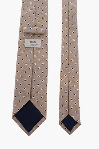 CC COLLECTION Silk Flax Tie with Geometric Pattern
