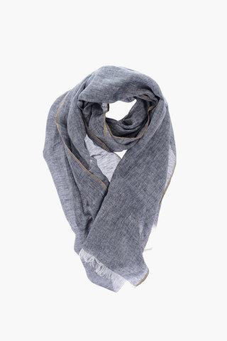 Flax Foulard with Contrasting Bands