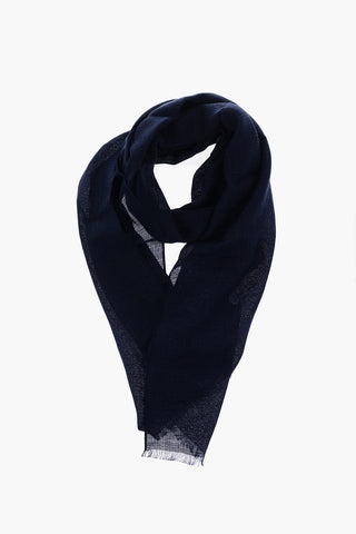 Flax Silk Cashmere Foulard with Embroidered Logo