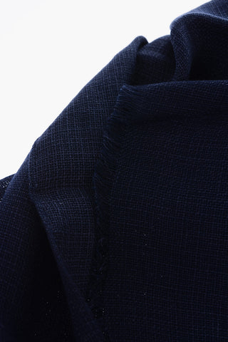 Flax Silk Cashmere Foulard with Embroidered Logo