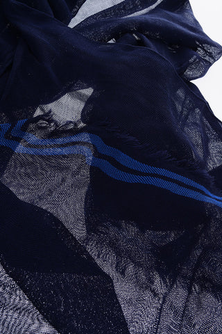 Silk Foulard with Side Stripes