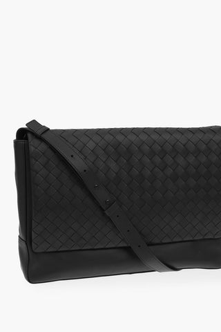 Braided Leather Crossbody Bag with Magnetic Fastening  