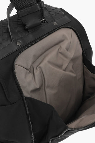 Technical Fabric Backpack with Basket Weaved Leather Detail