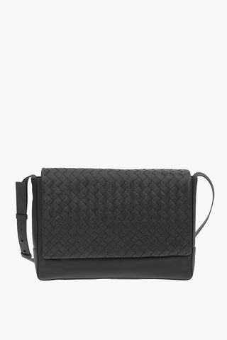 Braided Leather Messenger Bag with Magnetic Fastening