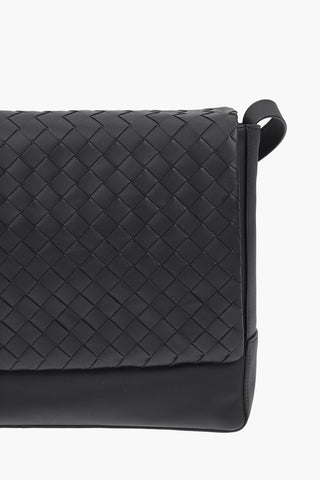 Braided Leather Messenger Bag with Magnetic Fastening
