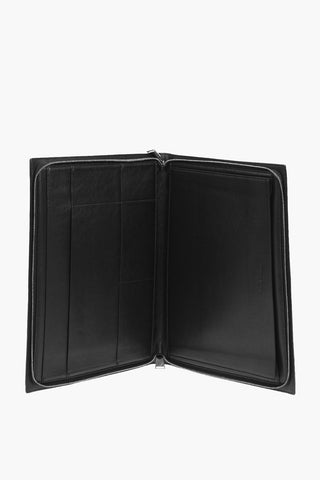 Embossed Leather Zipped Briefcase