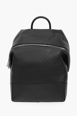 Zaino in Pelle Goffrata con Chiusura a Zip