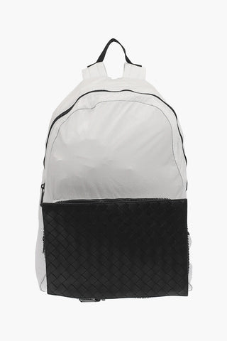 Leather Front Pocket INTRECCIATO Extractable Nylon Backpack