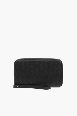 Pochette da Viaggio in Nappa Intrecciata con Scomparti Portacarte