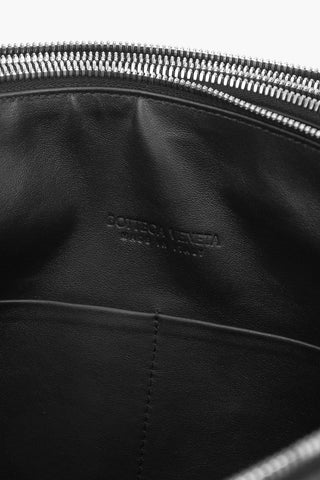 Braided Soft Leather Crossbody Bag with Triple Compartment