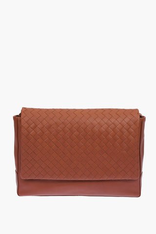 Braided Soft Leather Messenger Bag with Magnetic Fastening