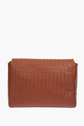 Braided Soft Leather Messenger Bag with Magnetic Fastening