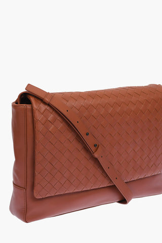 Braided Soft Leather Messenger Bag with Magnetic Fastening