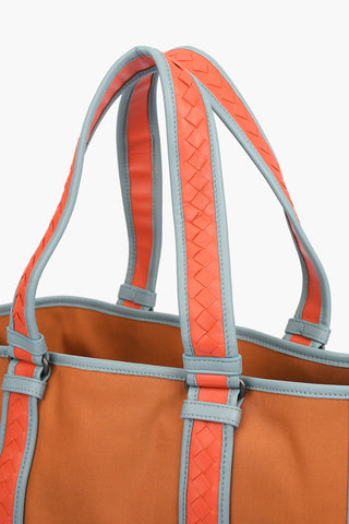Canvas MERIDIAN Tote Bag with Braided Soft Leather Handles