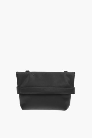 Logoed Leather Shoulder Bag with Magnetic Fastening