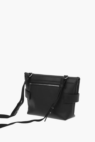 Logoed Leather Shoulder Bag with Magnetic Fastening