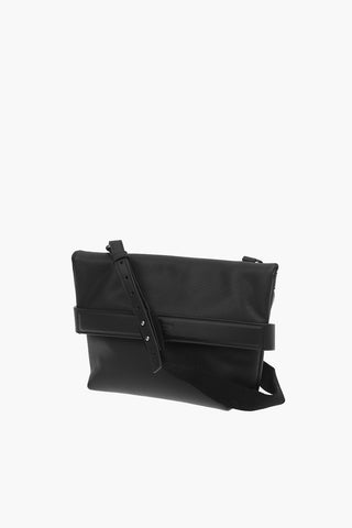 Logoed Leather Shoulder Bag with Magnetic Fastening