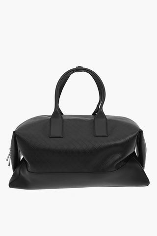Basket Weaved embossed Leather INTARSIO Weekender Bag