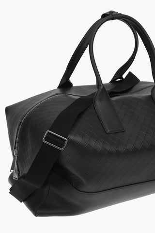 Basket Weaved embossed Leather INTARSIO Weekender Bag
