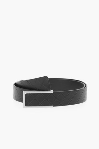 Clip Buckle Embossed Leather Belt