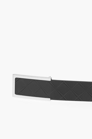 Clip Buckle Embossed Leather Belt