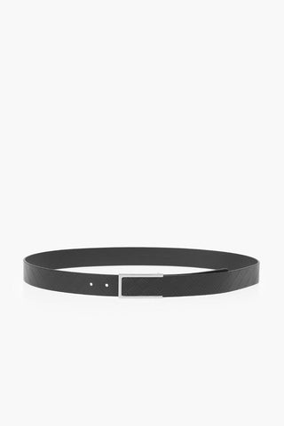 Clip Buckle Embossed Leather Belt