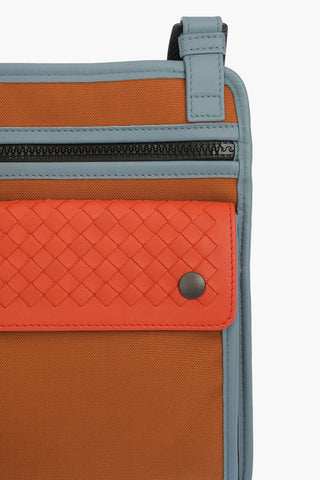 Canvas Shoulder Bag with Braided Soft Leather Detail