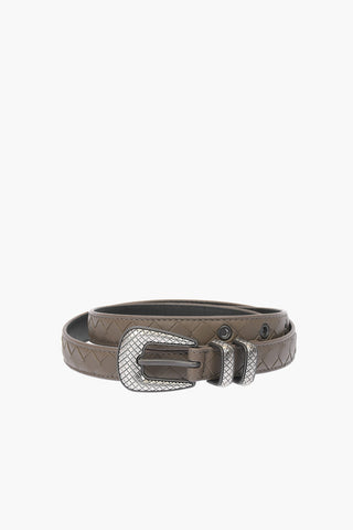 Embossed Buckle Woven Nappa Belt