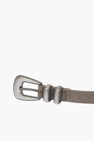 Embossed Buckle Woven Nappa Belt