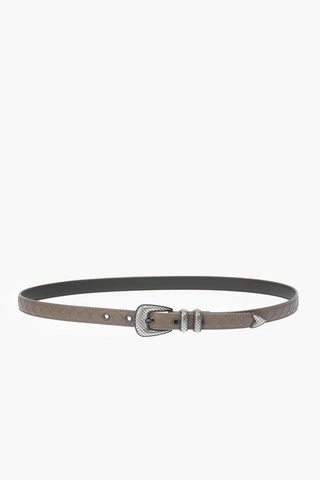 Embossed Buckle Woven Nappa Belt
