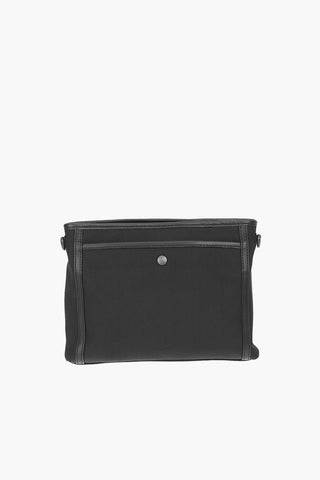 Technical Fabric Shoulder Bag with Braided Soft Leather Details